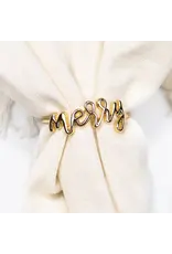 Merry Napkin Ring Gold 2"