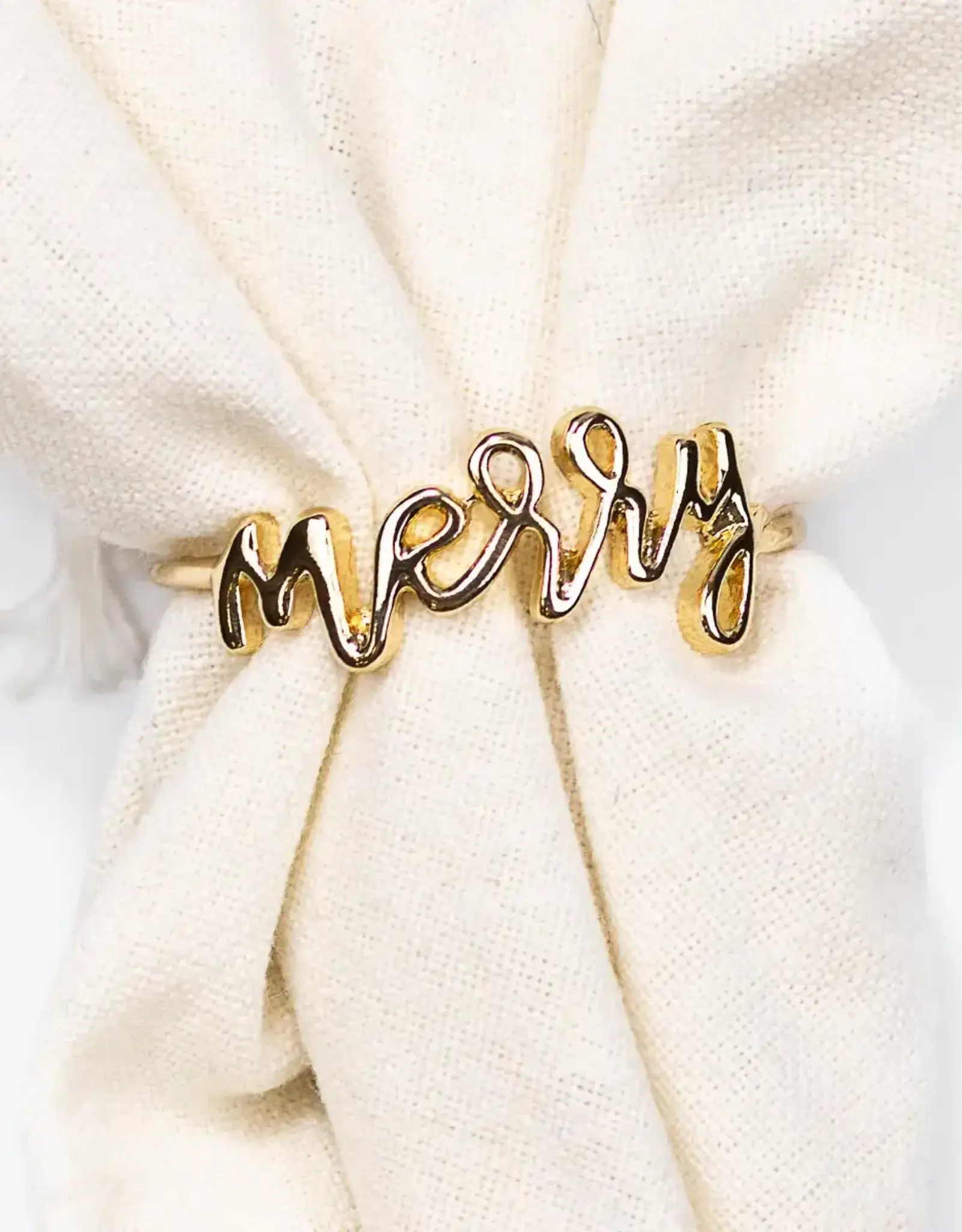 Merry Napkin Ring Gold 2"