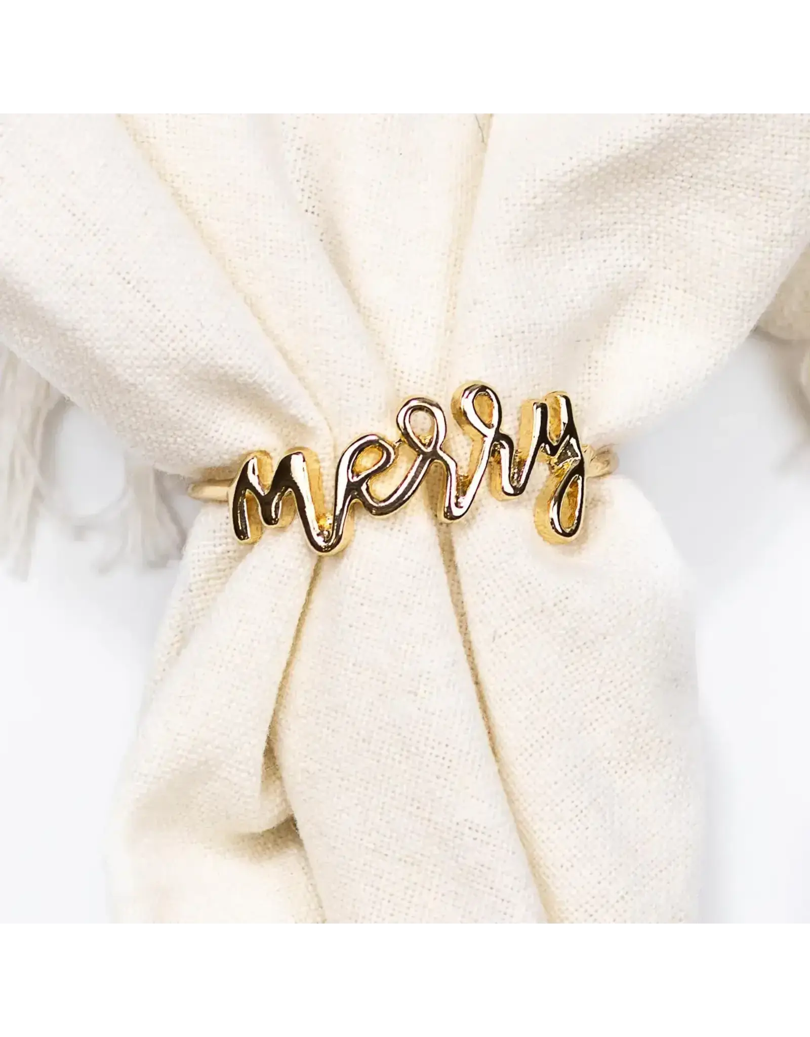 Merry Napkin Ring Gold 2"