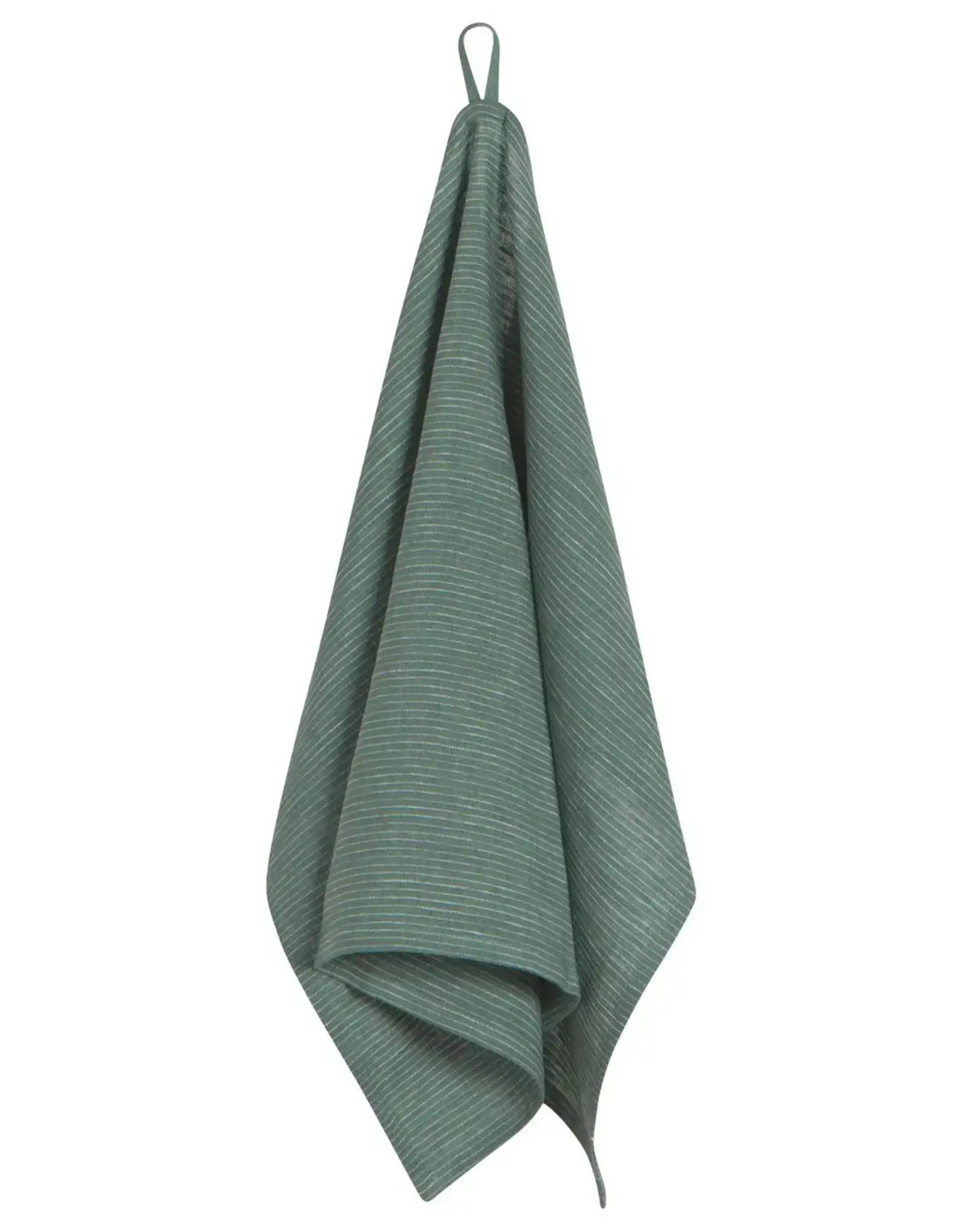 Jade Green Pinstripe Linen Dish Towel