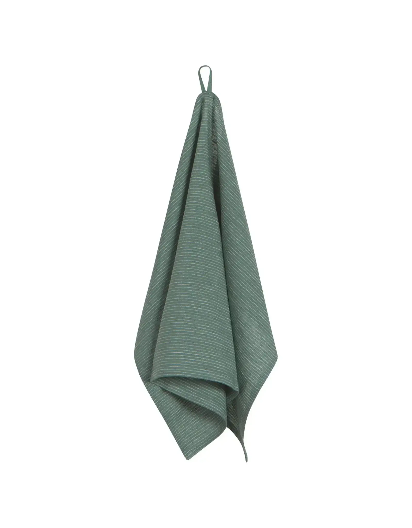 Jade Green Pinstripe Linen Dish Towel