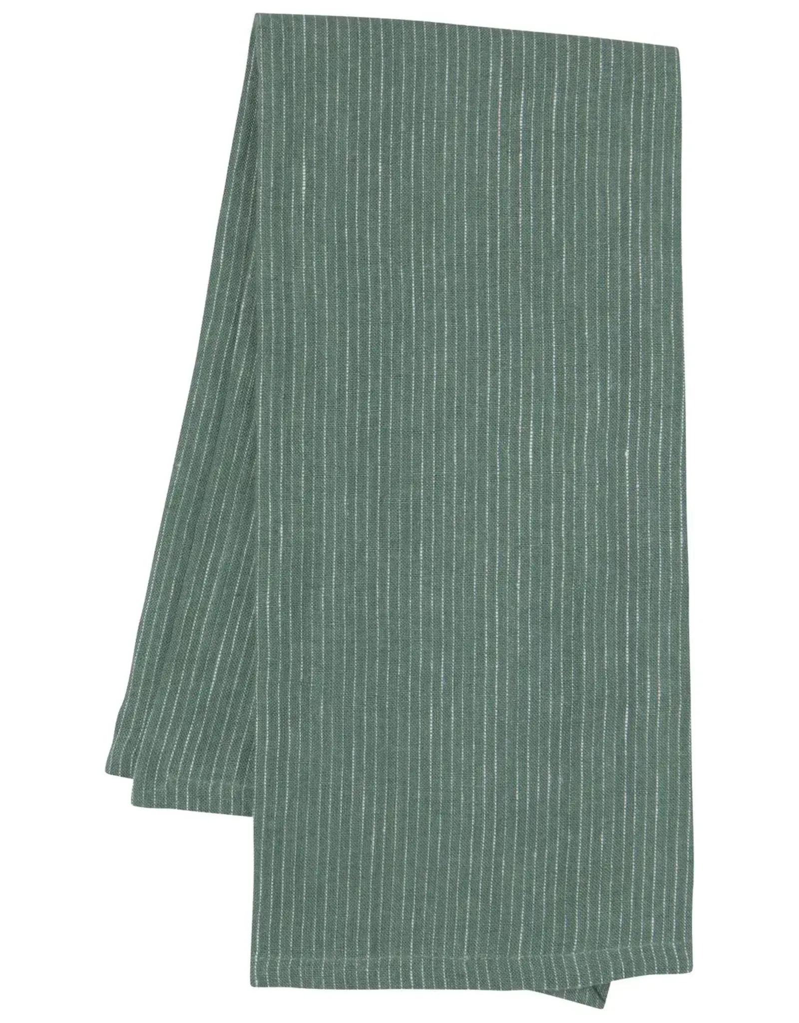 Jade Green Pinstripe Linen Dish Towel
