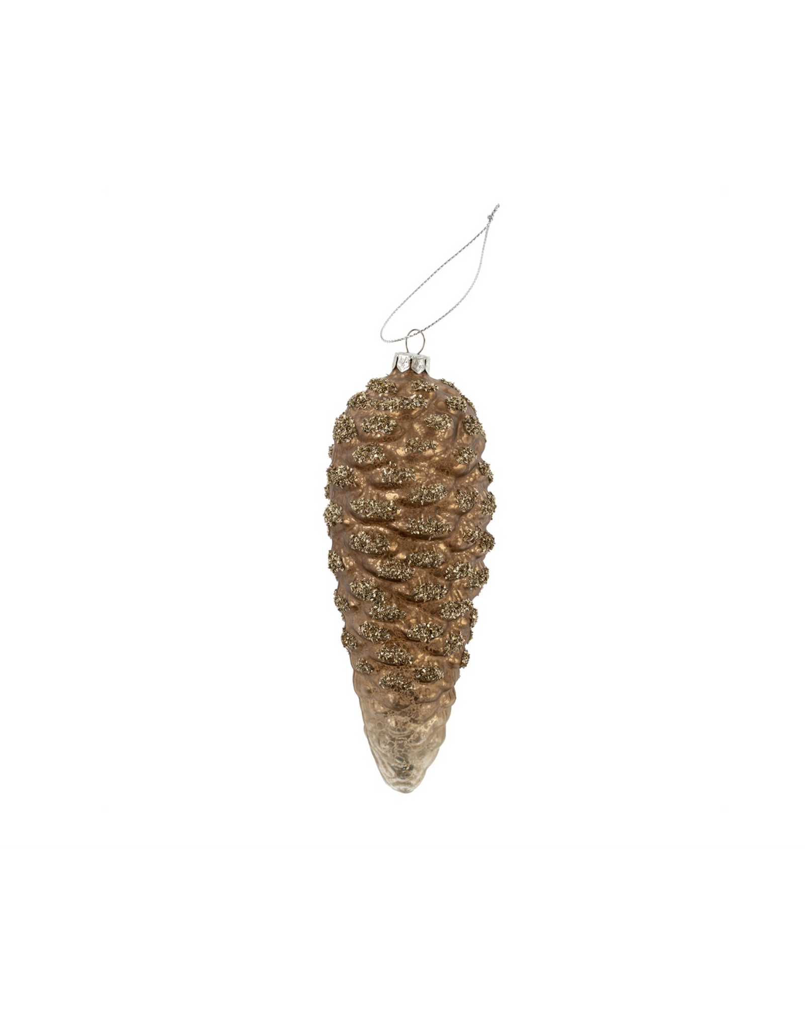 Pinecone Thin  Glass Ornament, Brown