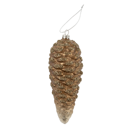 Pinecone Thin  Glass Ornament, Brown