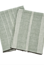 Pinstripe Linen Tea Towels S/2 - Green