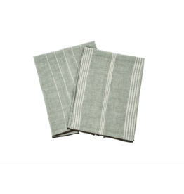 Pinstripe Linen Tea Towels S/2 - Green