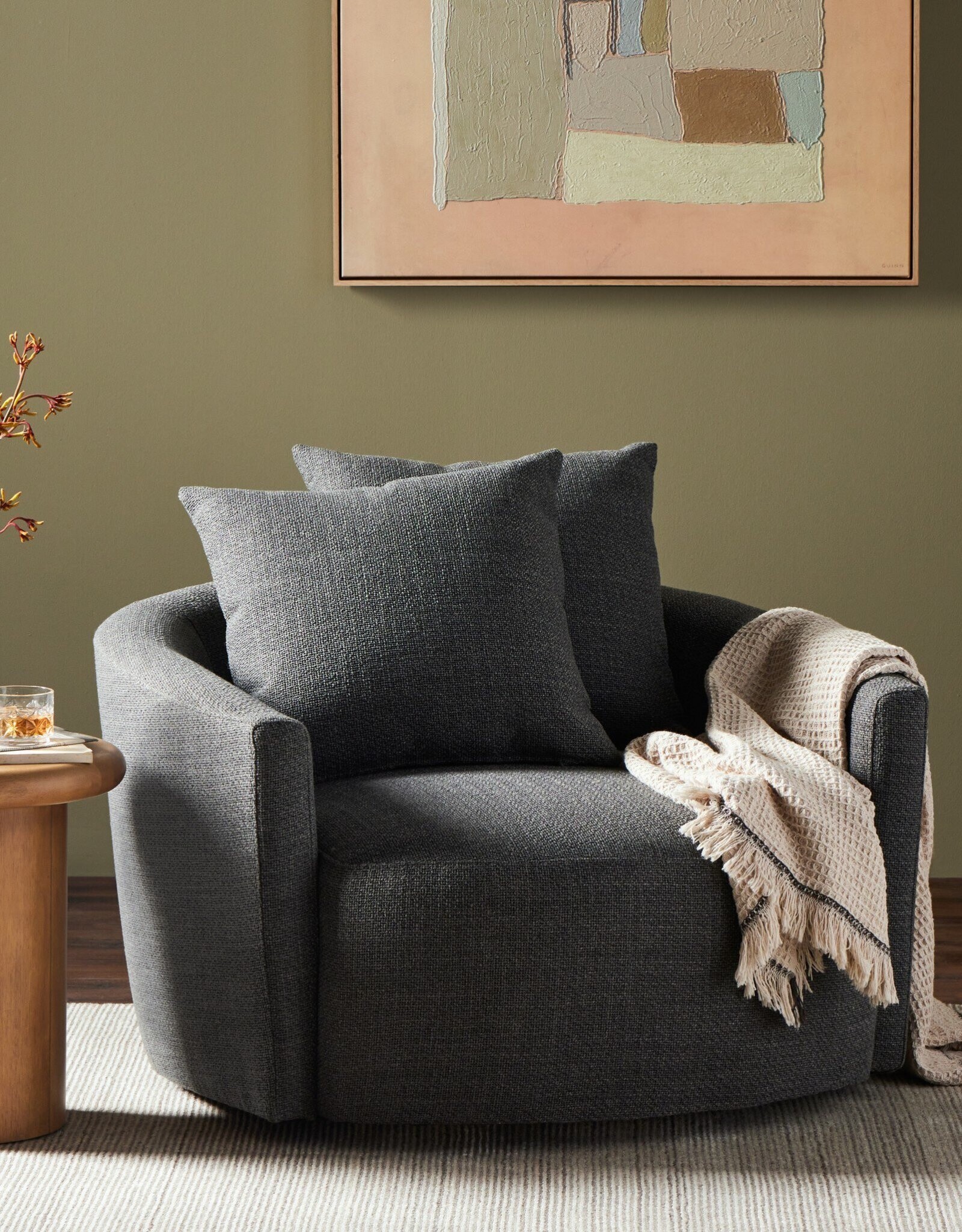 Chloe Swivel Chair in Gibson Smoke