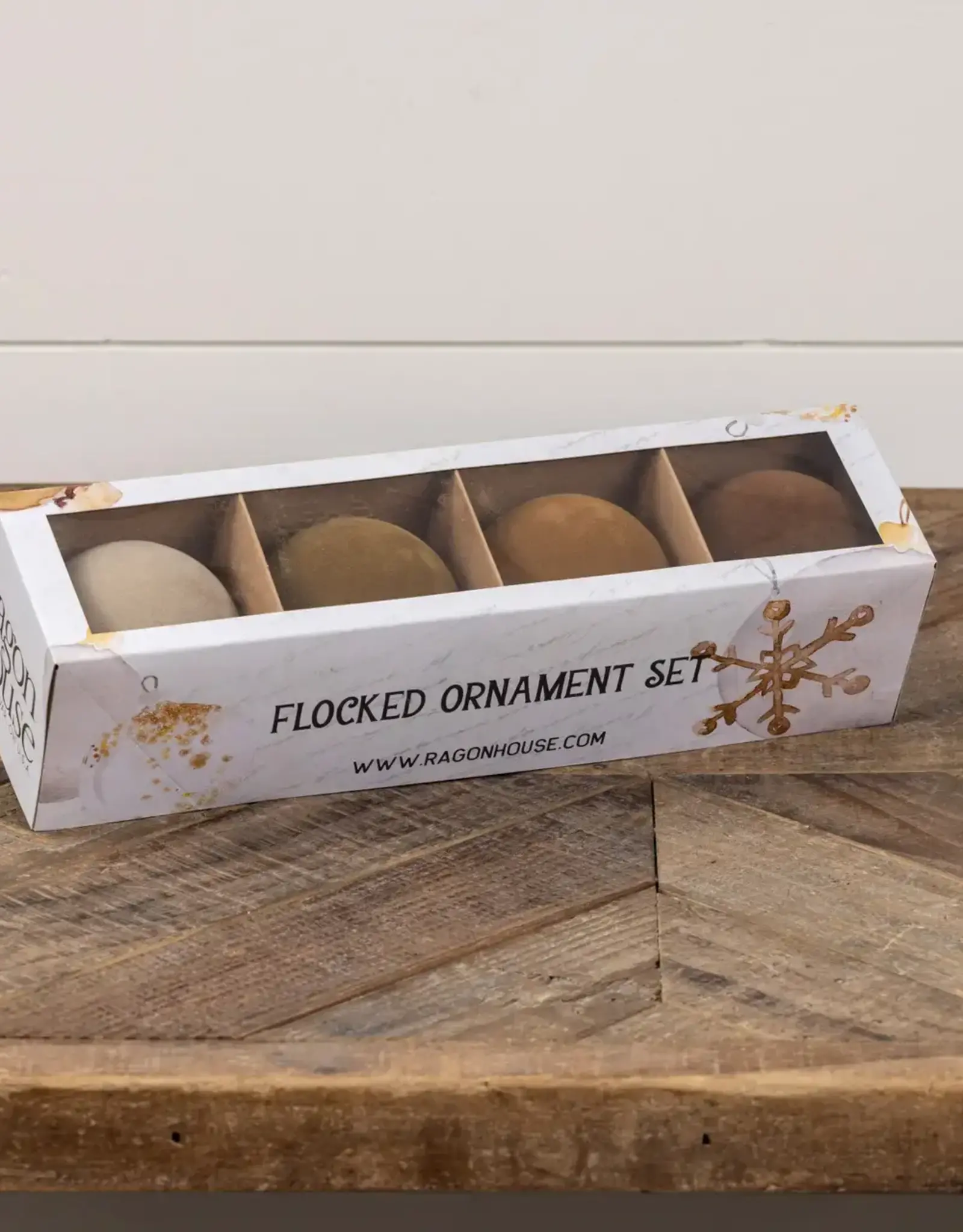 3.25" Tan Flocked Balls  S/4
