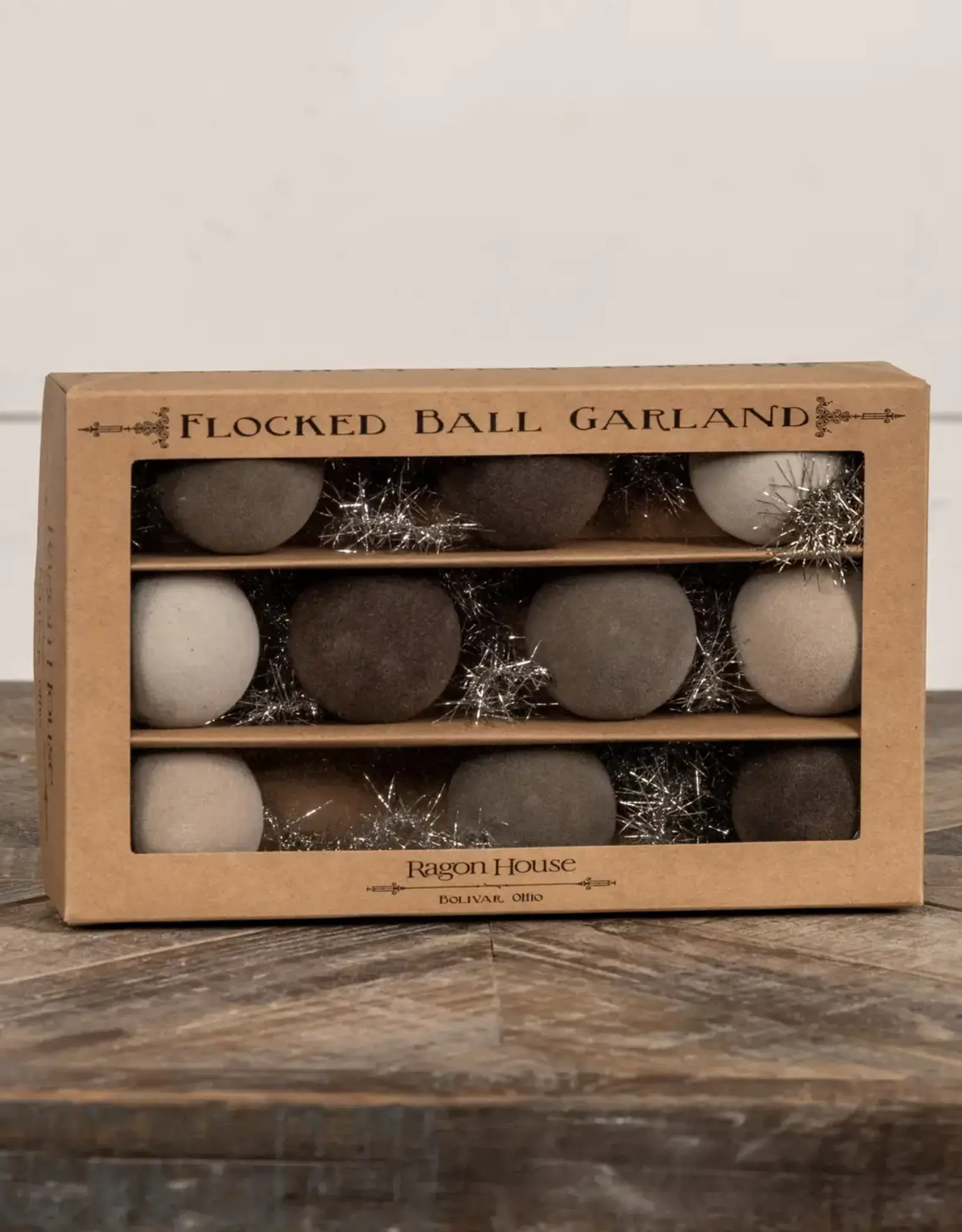 6' - Gradient Grey 2" Flocked Ball Garland