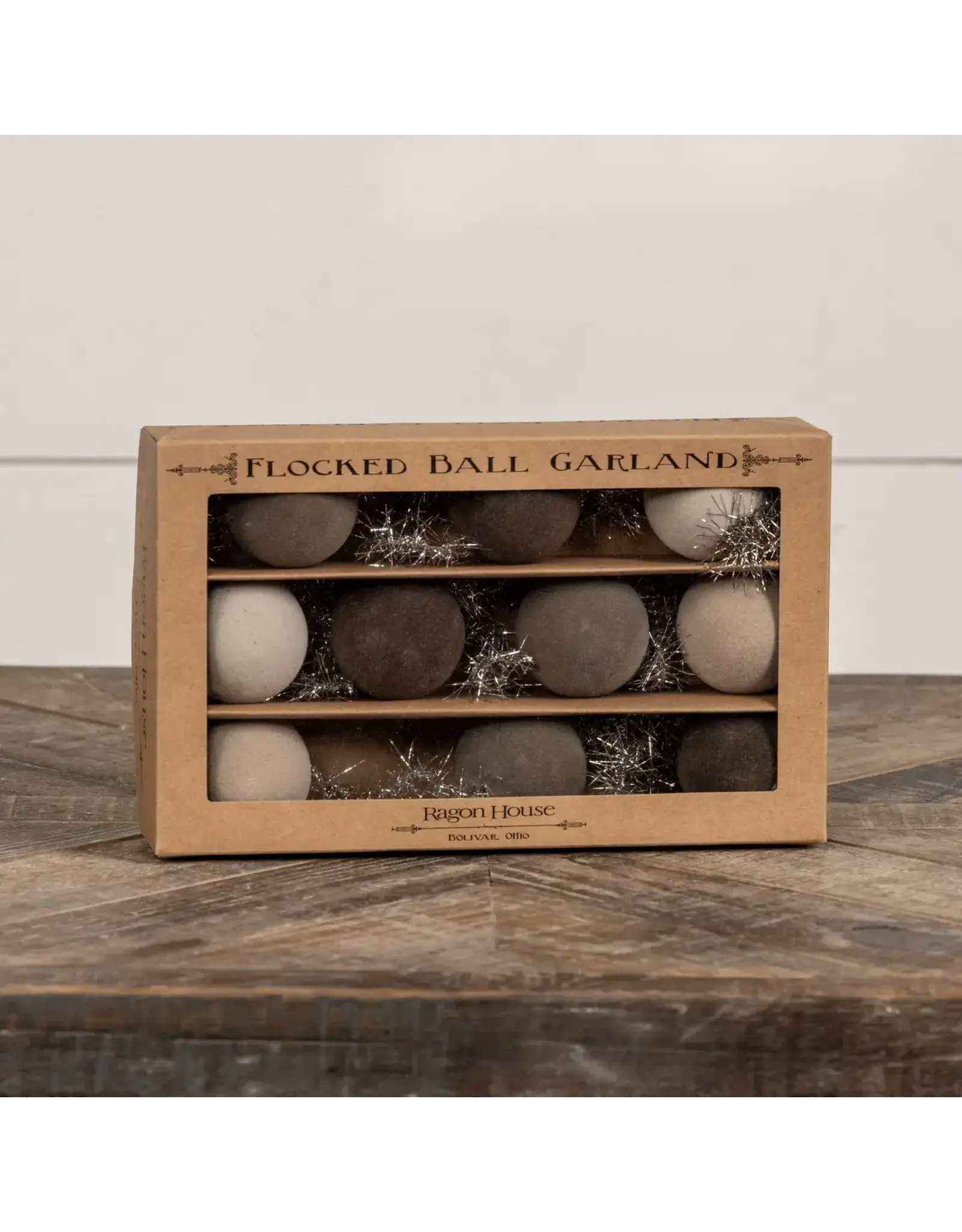 6' - Gradient Grey 2" Flocked Ball Garland