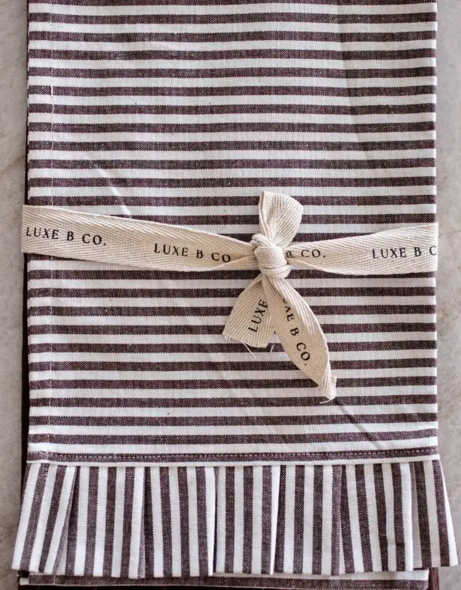 Brown & White Stripes Ruffle Kitchen Dish Towel