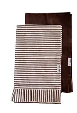 Brown & White Stripes Ruffle Kitchen Dish Towel