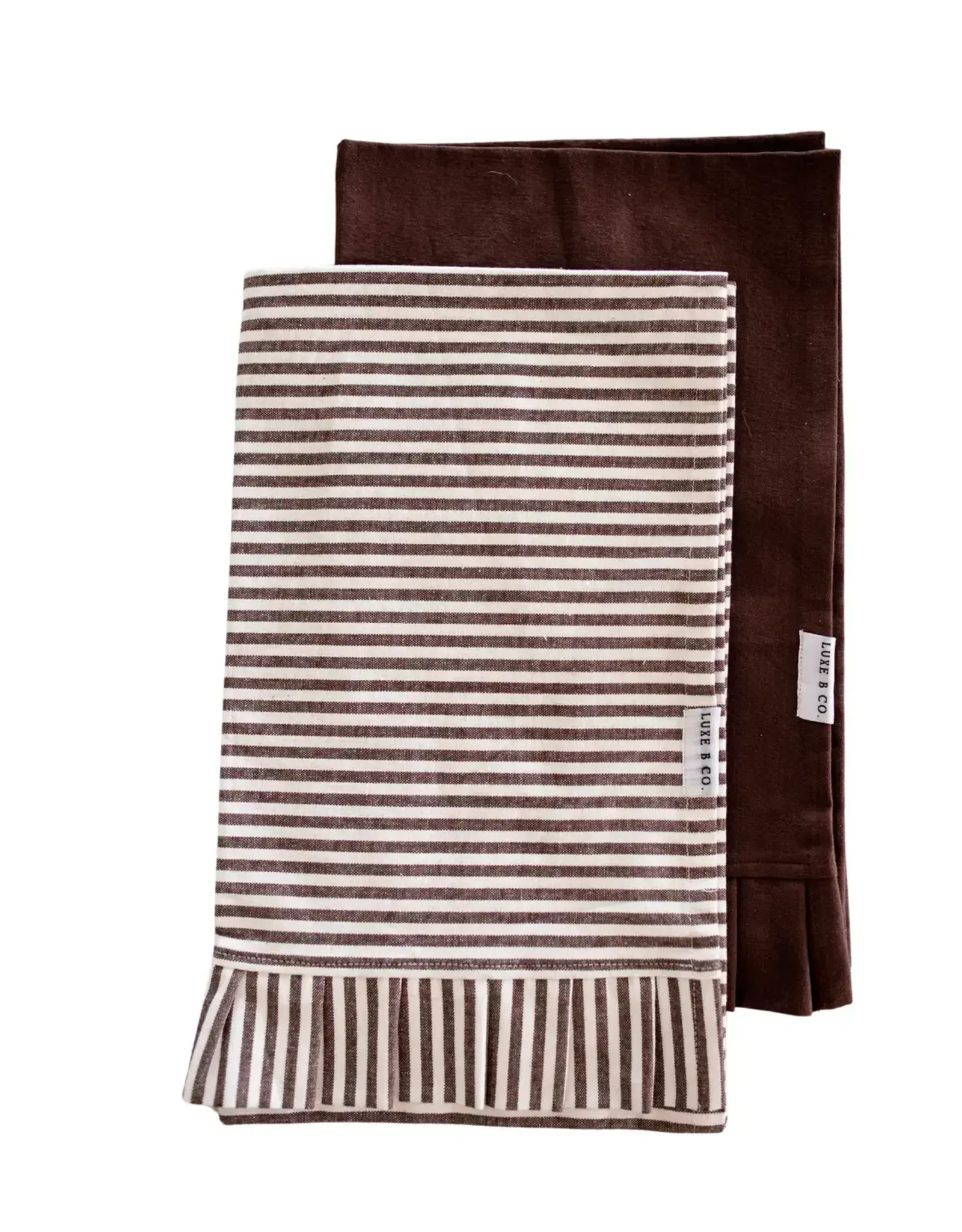 Brown & White Stripes Ruffle Kitchen Dish Towel