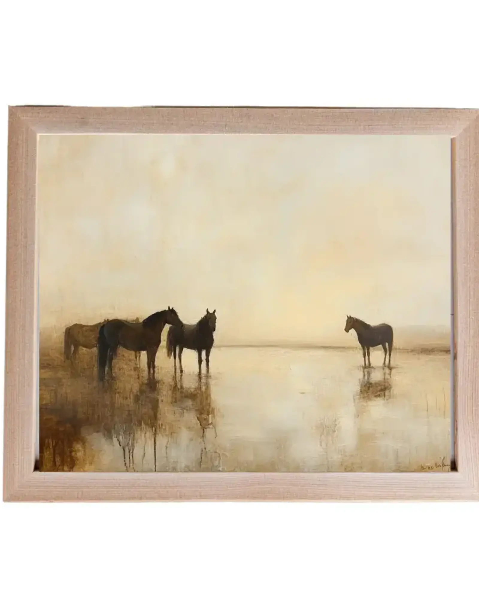 Vintage Muted Horse Pine Framed Art