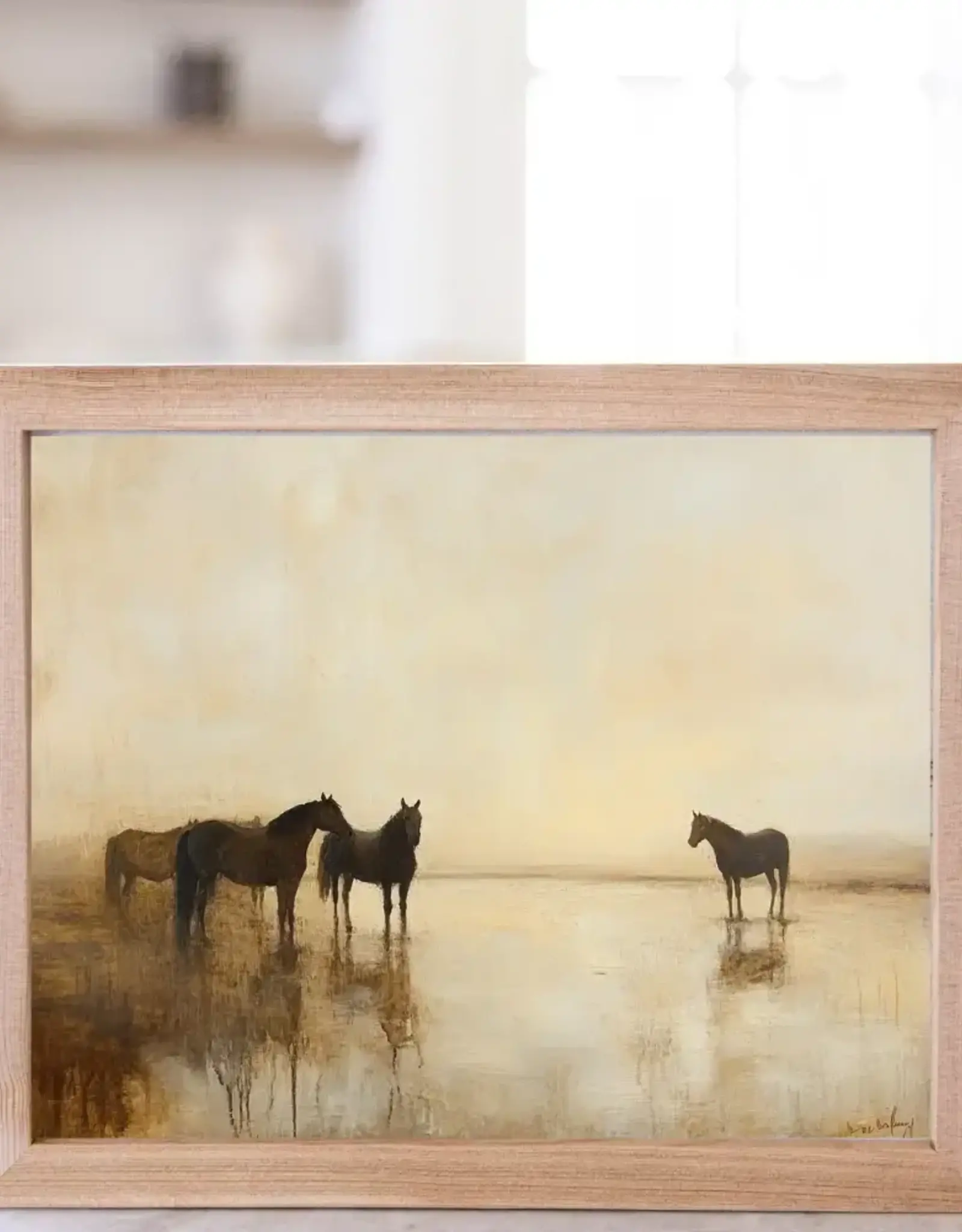 Vintage Muted Horse Pine Framed Art