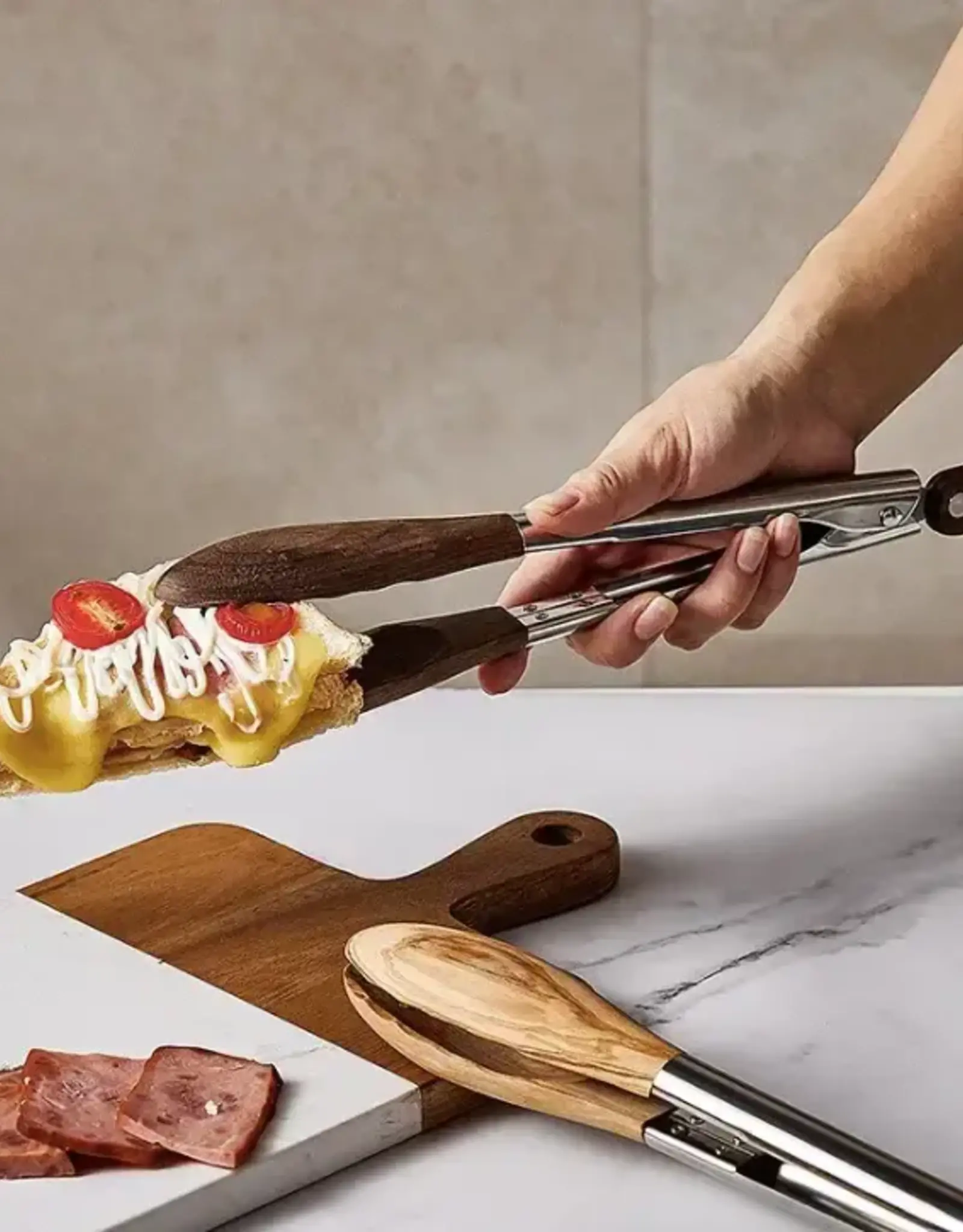 Non-Stick Wood Cooking Tong, Dark