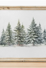 Evergreen Forest Art Print 8x10, Oak Frame