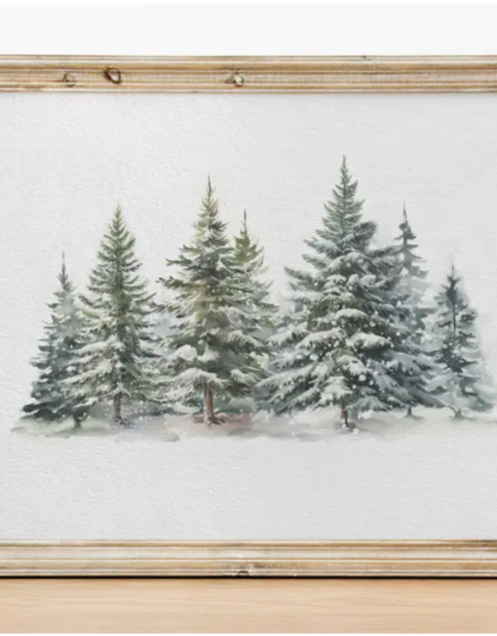 Evergreen Forest Art Print 8x10, Oak Frame