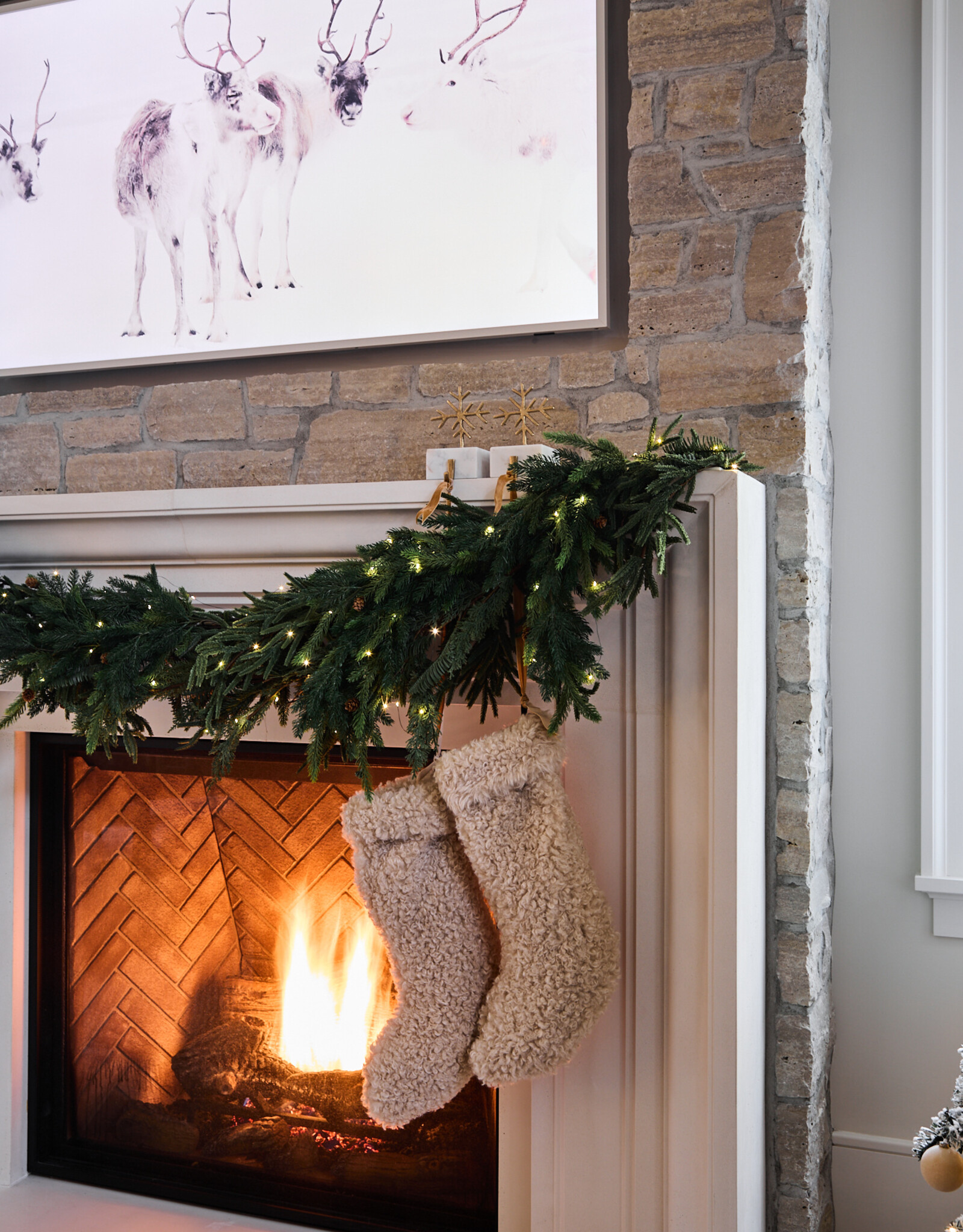 Sherpa Fabric Stocking, Tan Color