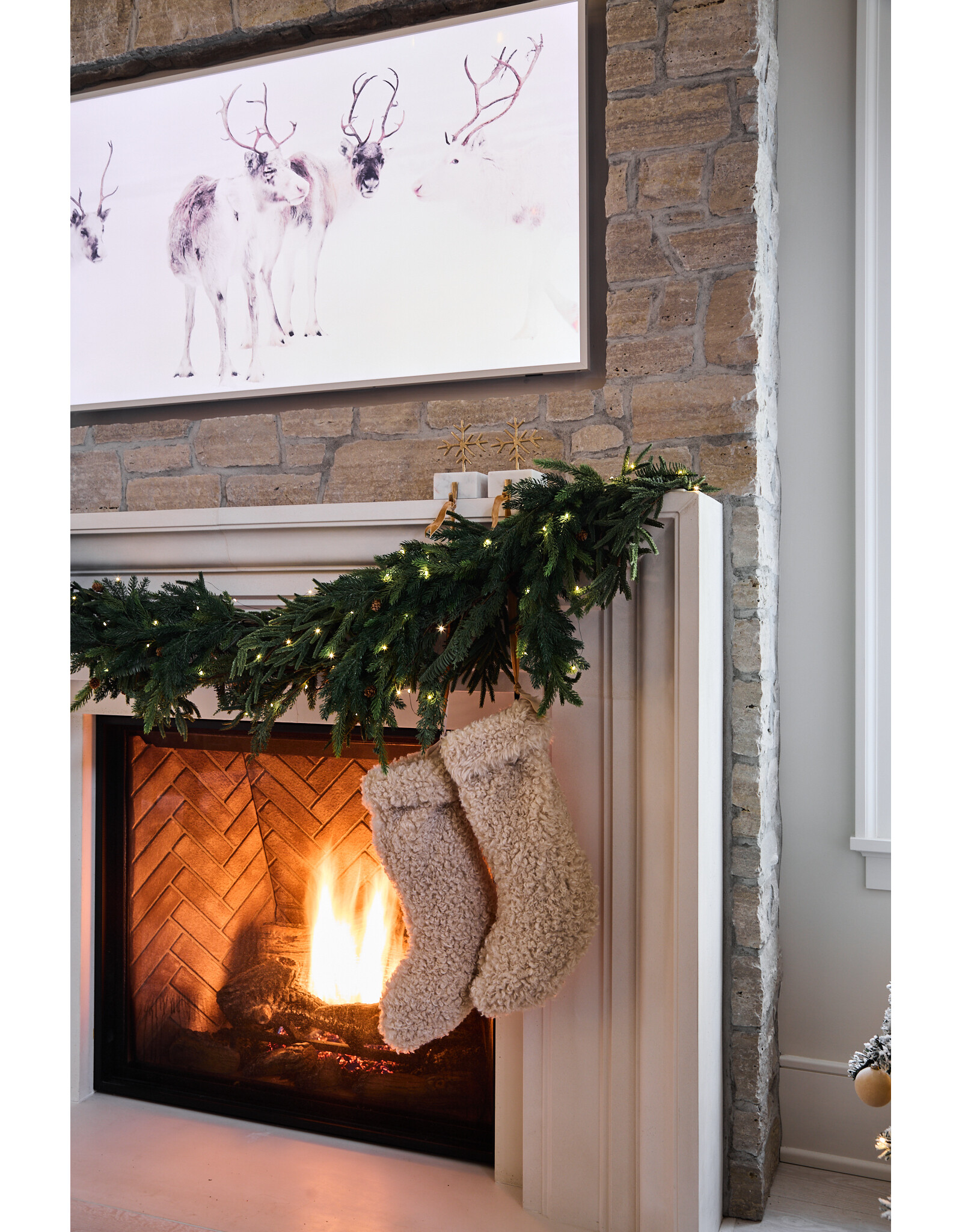 Sherpa Fabric Stocking, Tan Color
