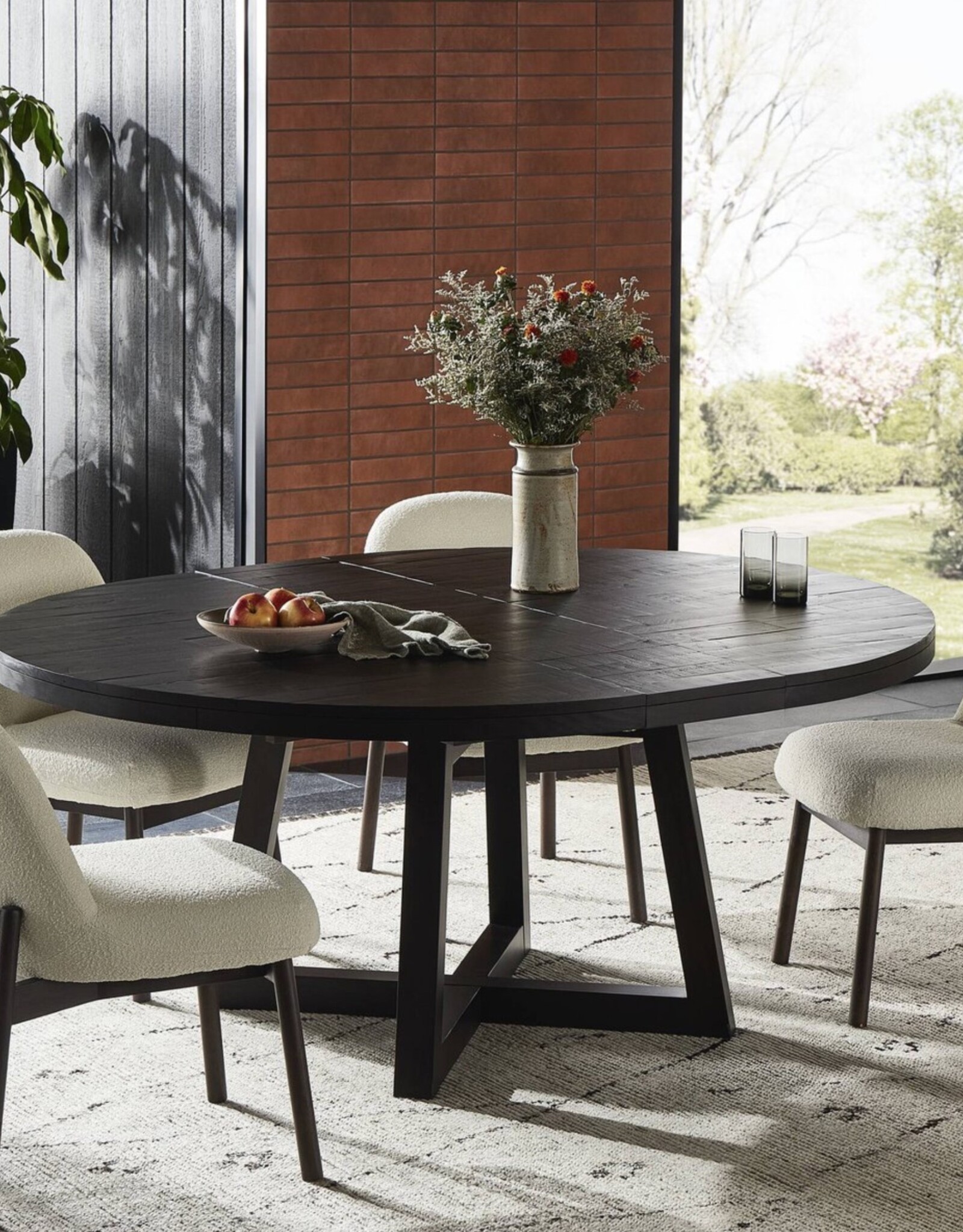 Eberwin Round Extension Dining Table in Dark Carbon