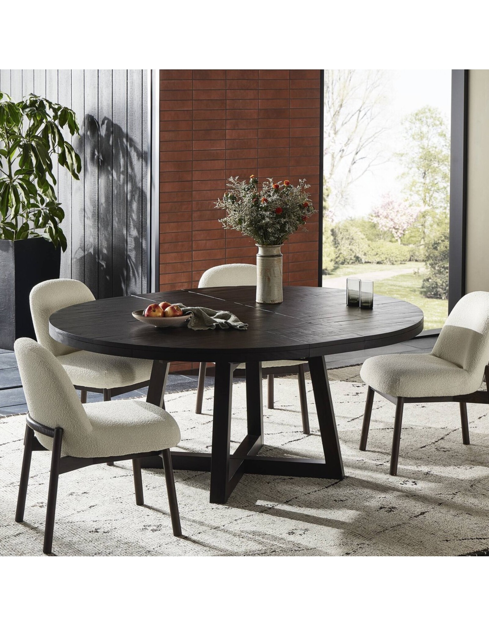 Eberwin Round Extension Dining Table in Dark Carbon