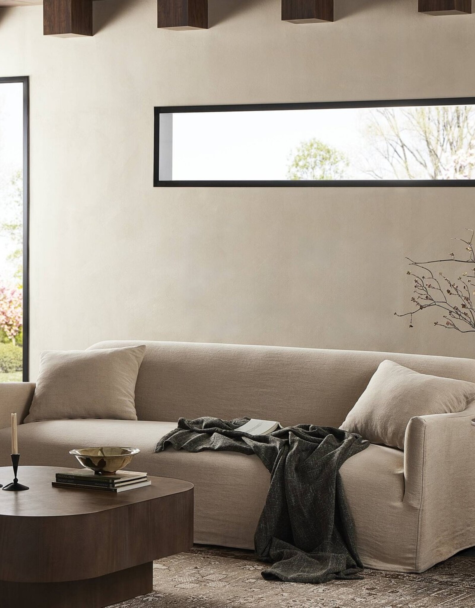 Lowell Slipcover Sofa in Broadway Dune-96"