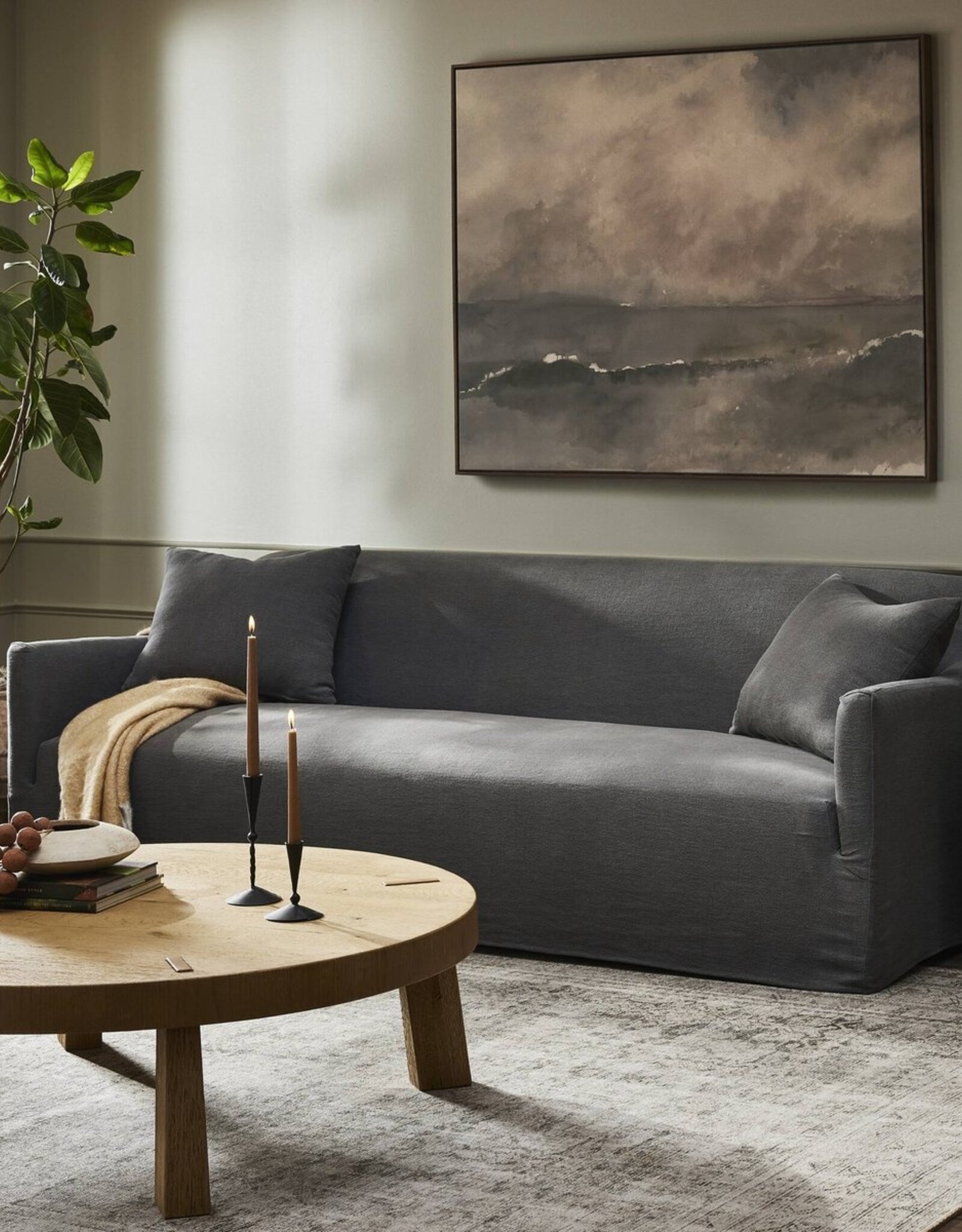 Lowell Slipcover Sofa in Broadway Denim-96"