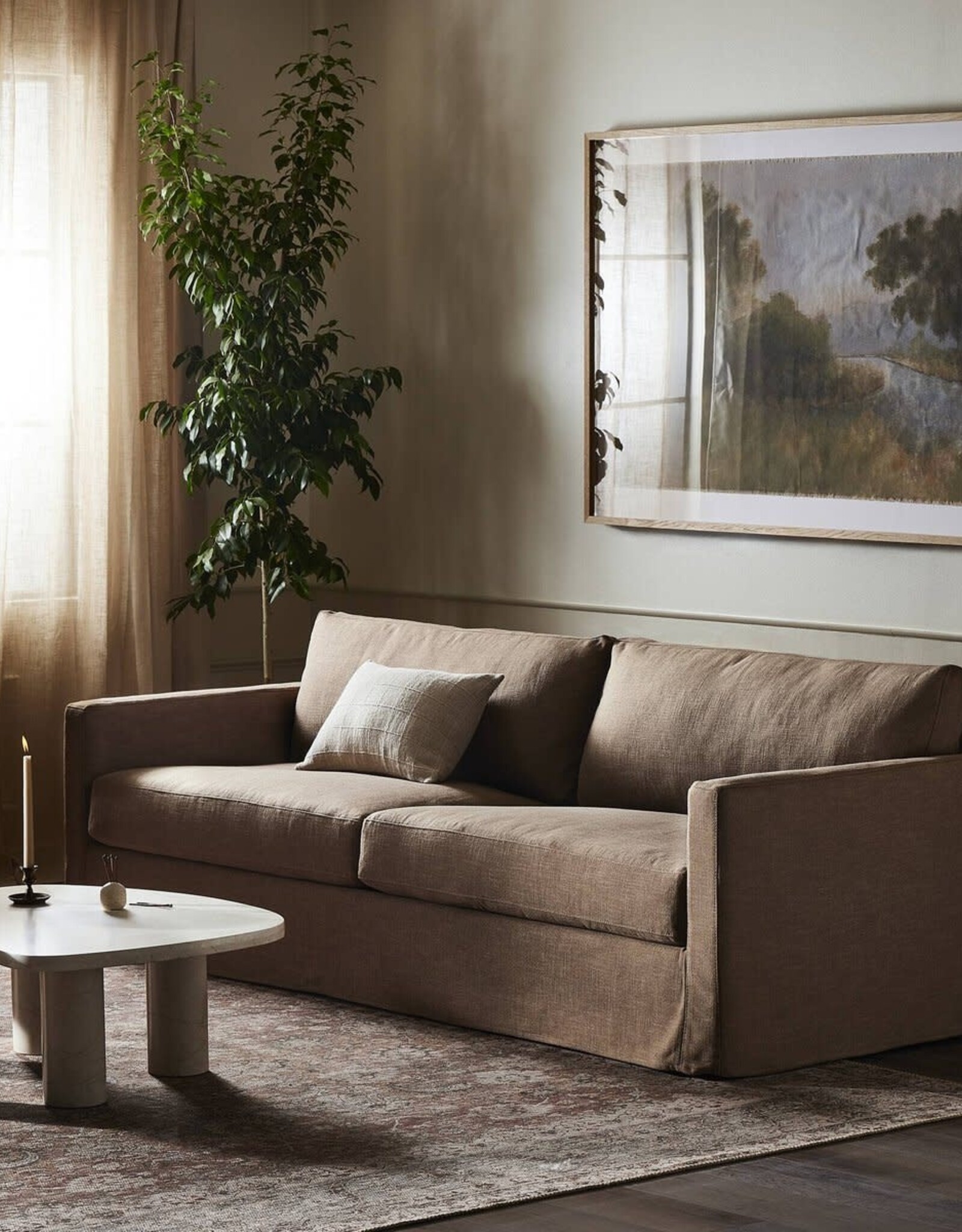 Hampton Slipcover Sofa in Antwerp Cafe-92.5"