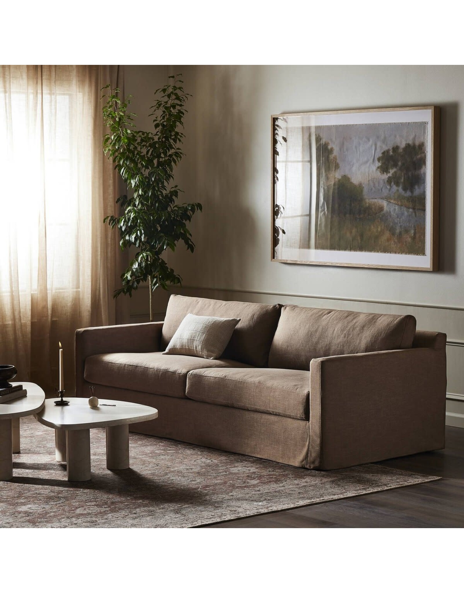 Hampton Slipcover Sofa in Antwerp Cafe - 92.5"