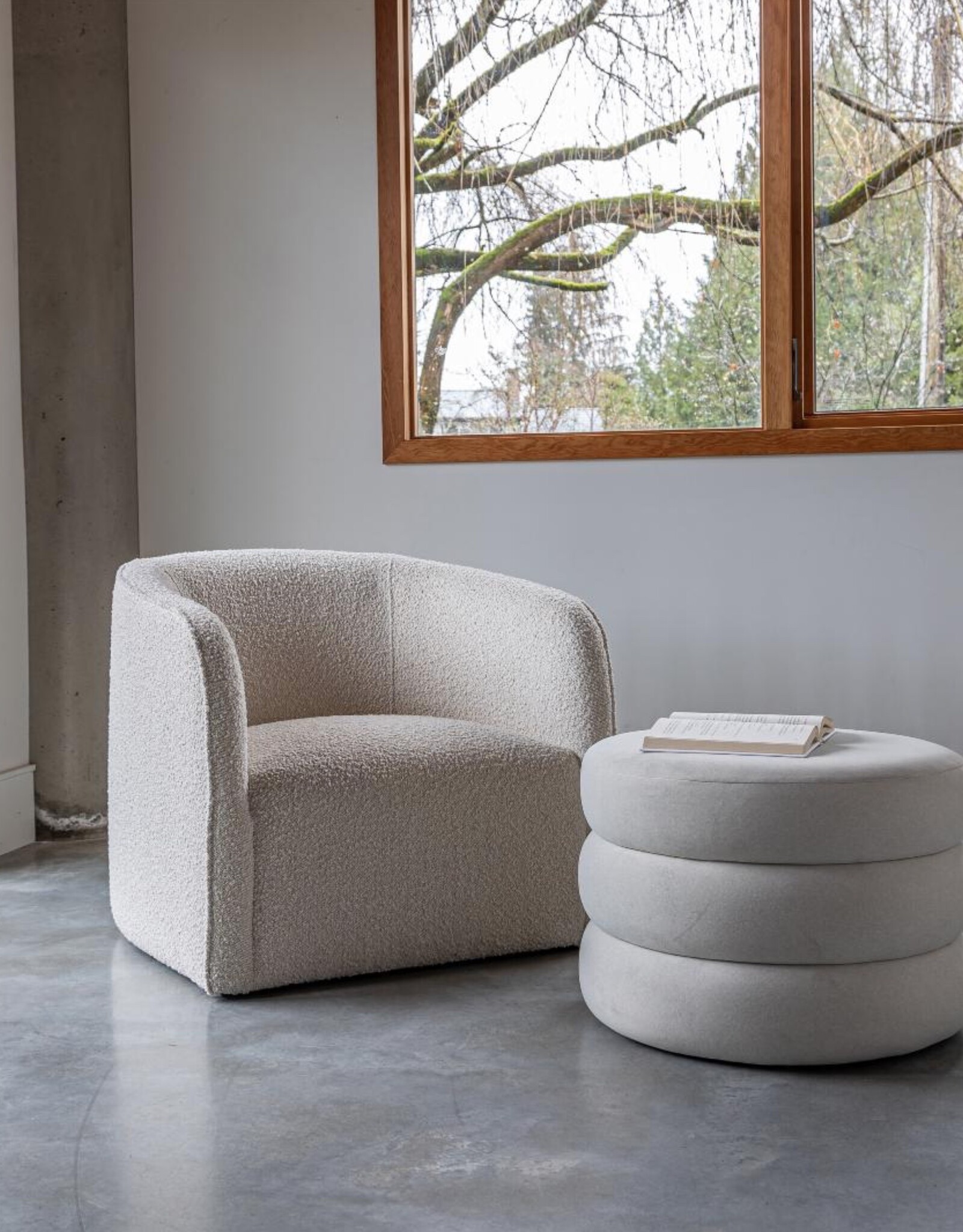 Evita Swivel Chair in  Off White