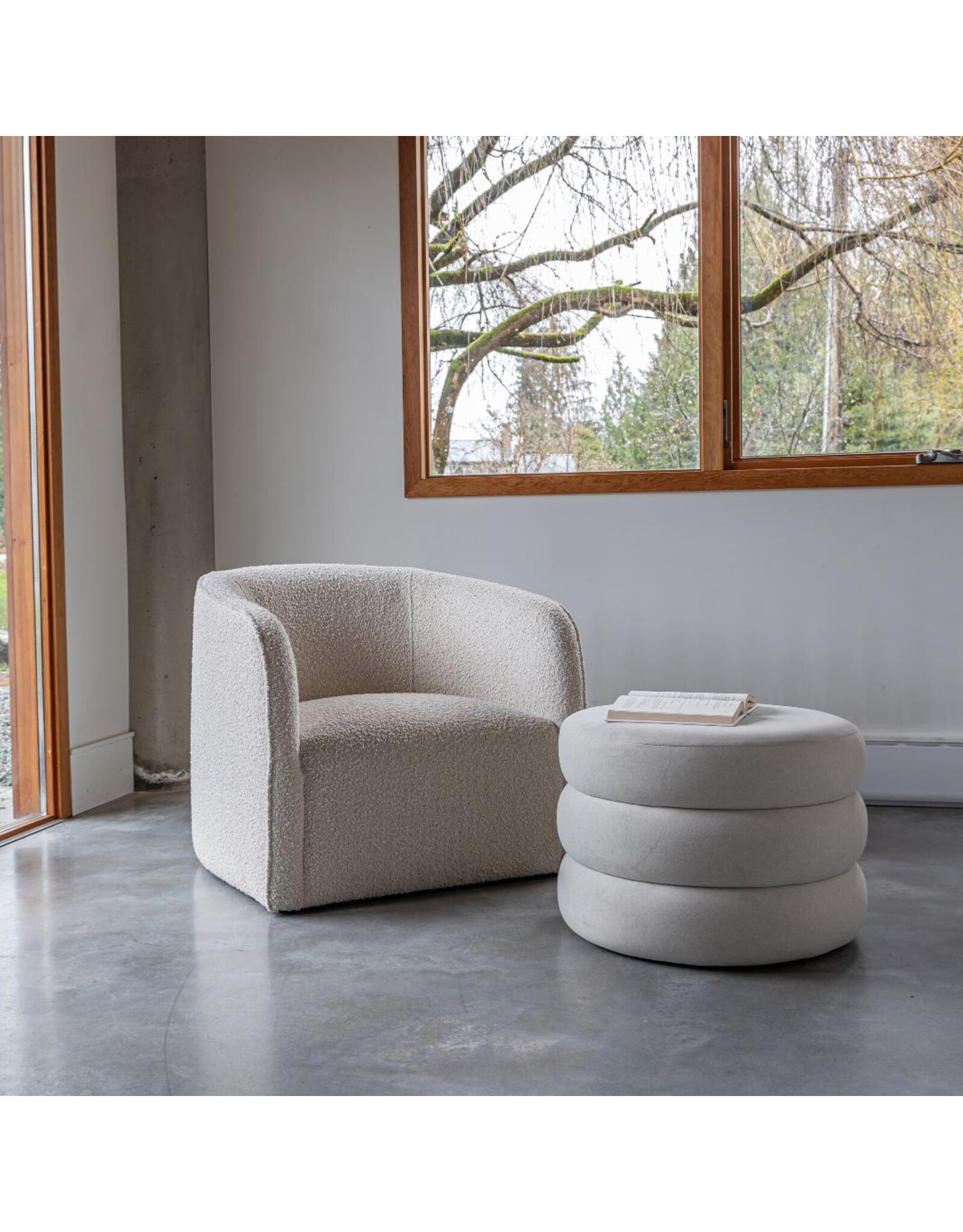 Evita Swivel Chair in  Off White