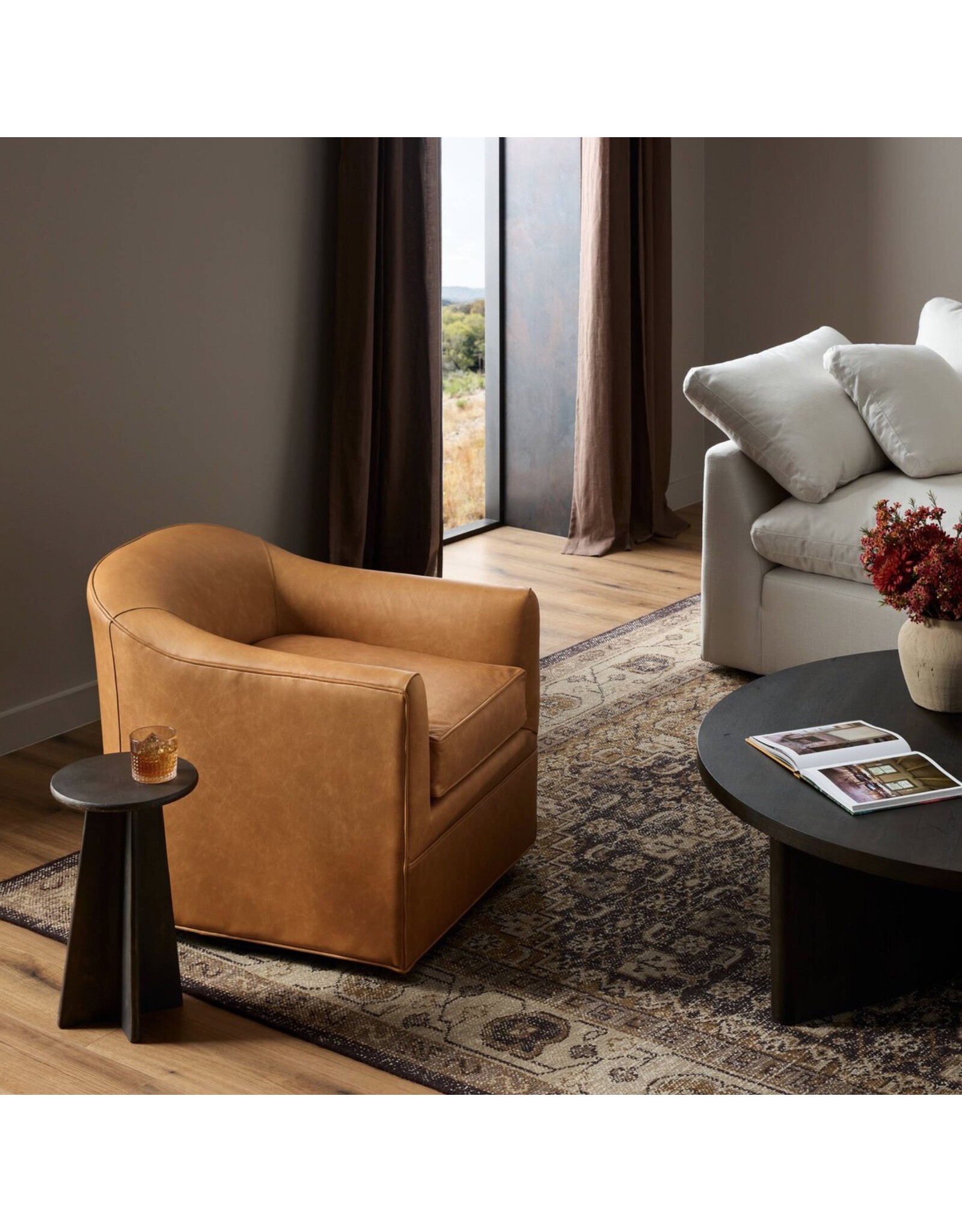 Quinton Swivel Chair Osorno Camel