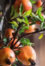 Artificial Fruit Yellow Orange Pomegranate Fruit Stem 36"