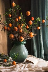 Artificial Fruit Yellow Orange Pomegranate Fruit Stem 36"