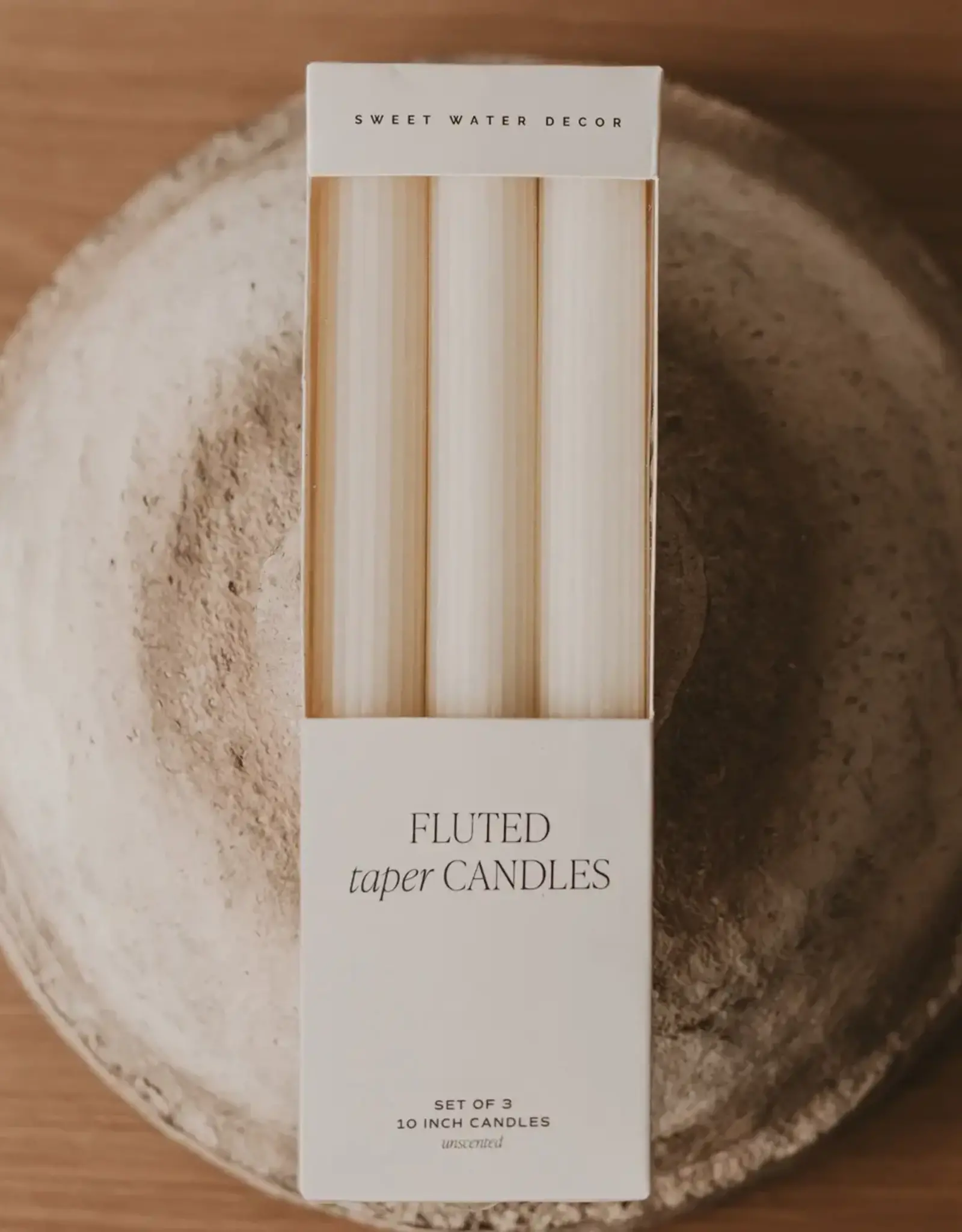 Fluted Taper Candles, Set of 3