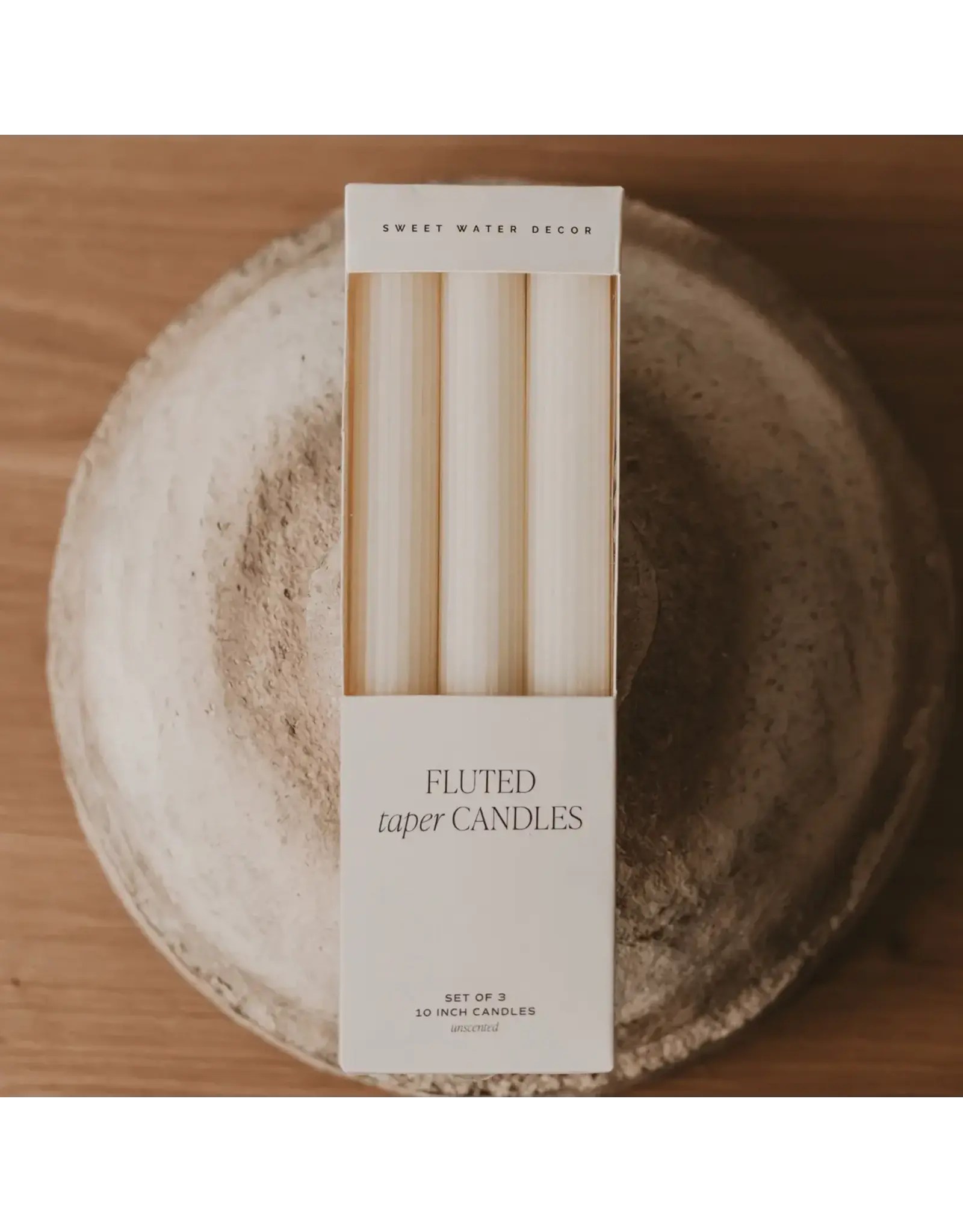 Fluted Taper Candles, Set of 3
