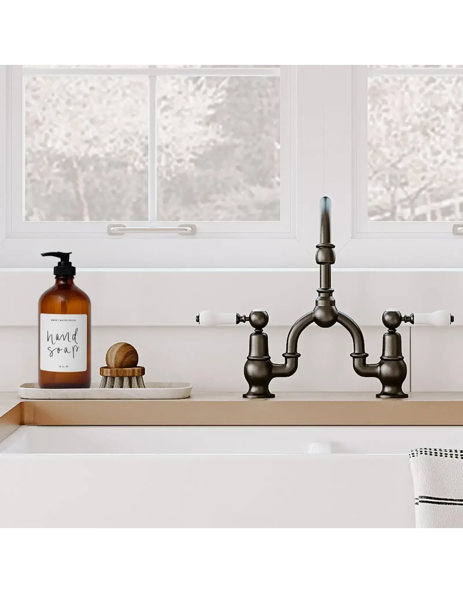 16oz Amber Glass Soap Dispenser