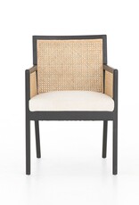 Antonia Cane Dining Armchair Brushed Ebony w/ Saville Flax
