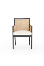 Antonia Cane Dining Armchair Brushed Ebony w/ Saville Flax