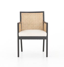 Antonia Cane Dining Armchair Brushed Ebony w/ Saville Flax