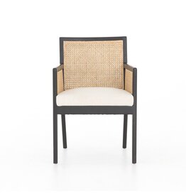 Antonia Cane Dining Armchair Brushed Ebony w/ Saville Flax