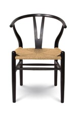 Frida Wishbone Dining Chair – Black with Natural Seat