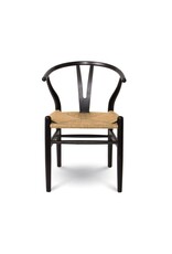Frida Wishbone Dining Chair – Black with Natural Seat