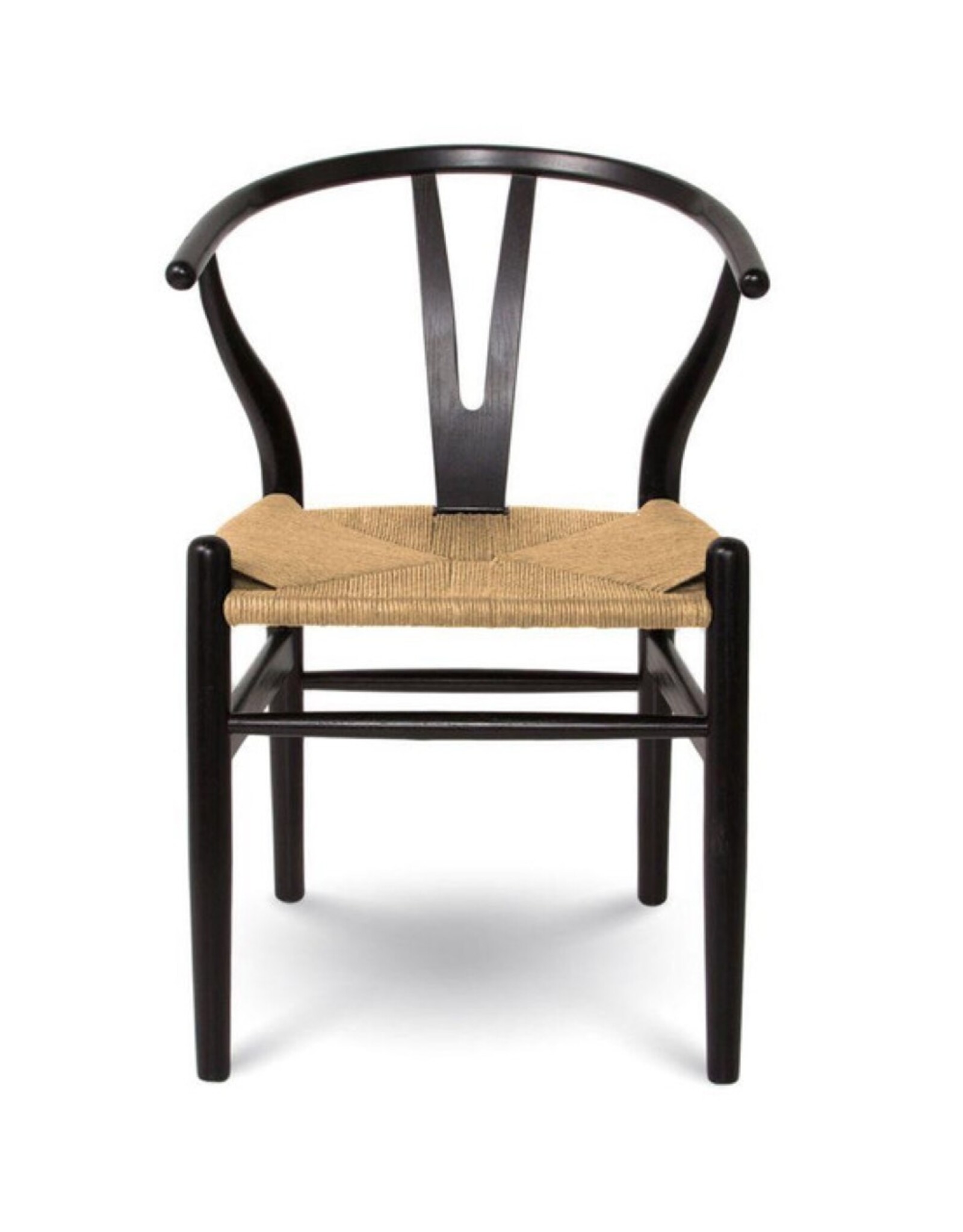 Frida Wishbone Dining Chair – Black with Natural Seat