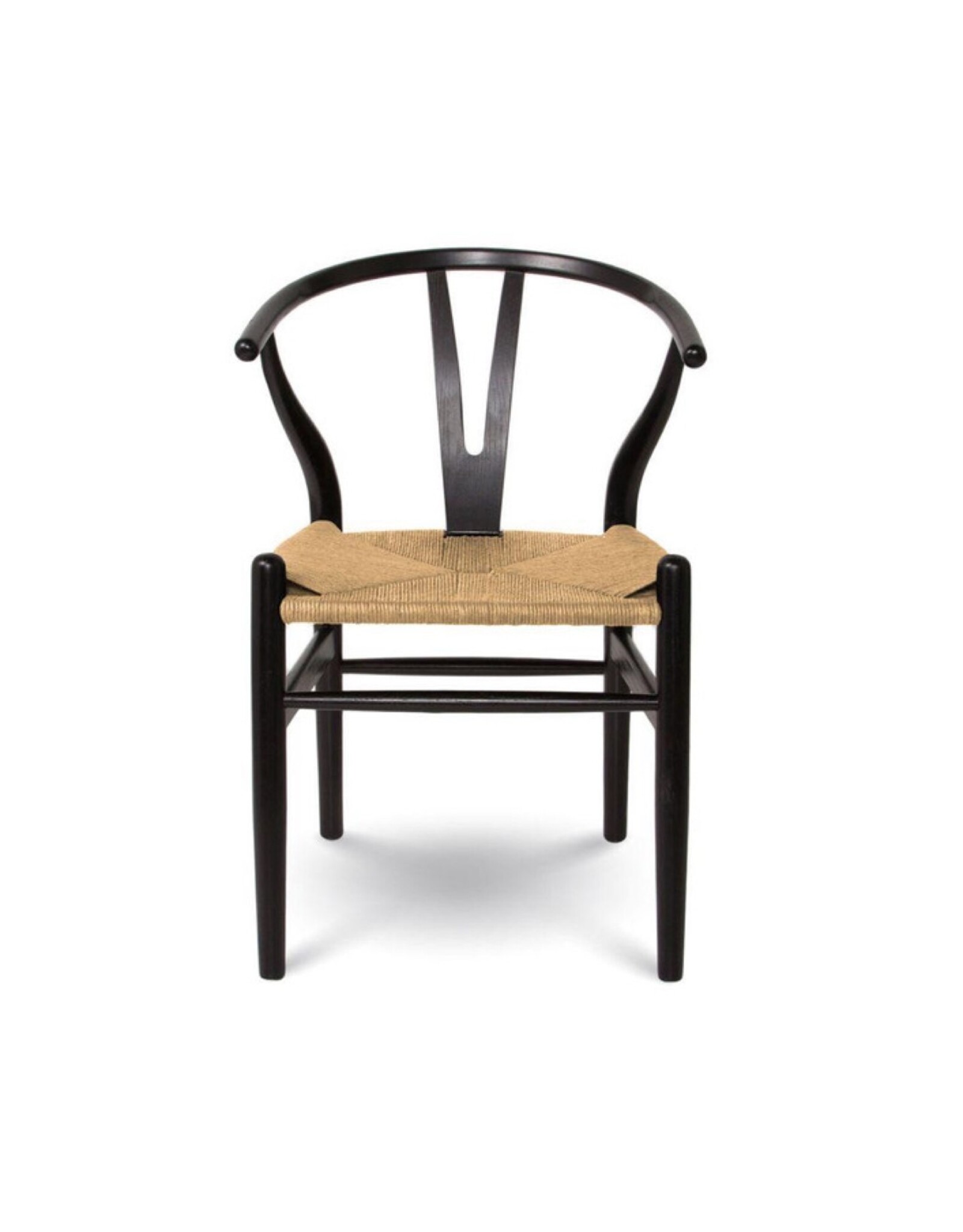 Frida Wishbone Dining Chair – Black with Natural Seat