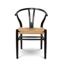 Frida Wishbone Dining Chair – Black with Natural Seat