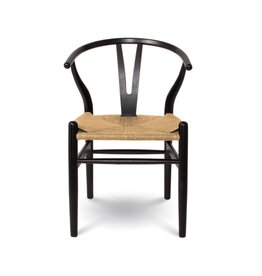 Frida Wishbone Dining Chair – Black with Natural Seat