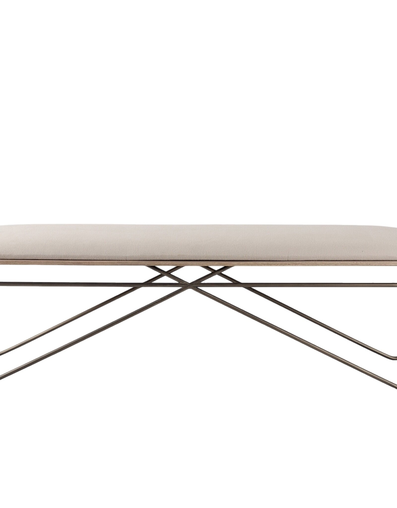 Camille Cream Fabric Seat W/ Metal Frame Bench