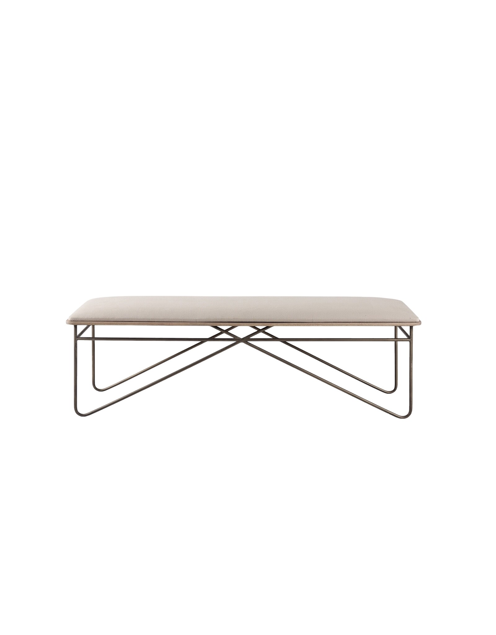 Camille Cream Fabric Seat W/ Metal Frame Bench